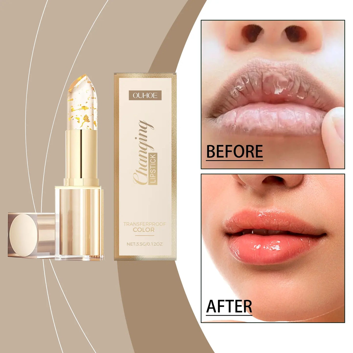 ✨ Color Changing Lipstick | Gold Crystal Moisturizing Lip Gloss