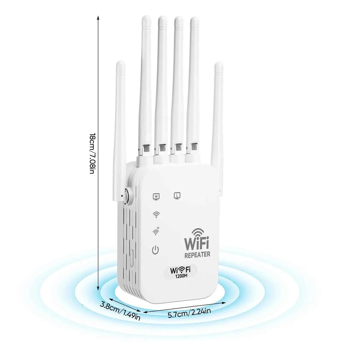 🚀 1200Mbps WiFi Extender | 6-Antenna Dual Band Repeater | Gigabit Port