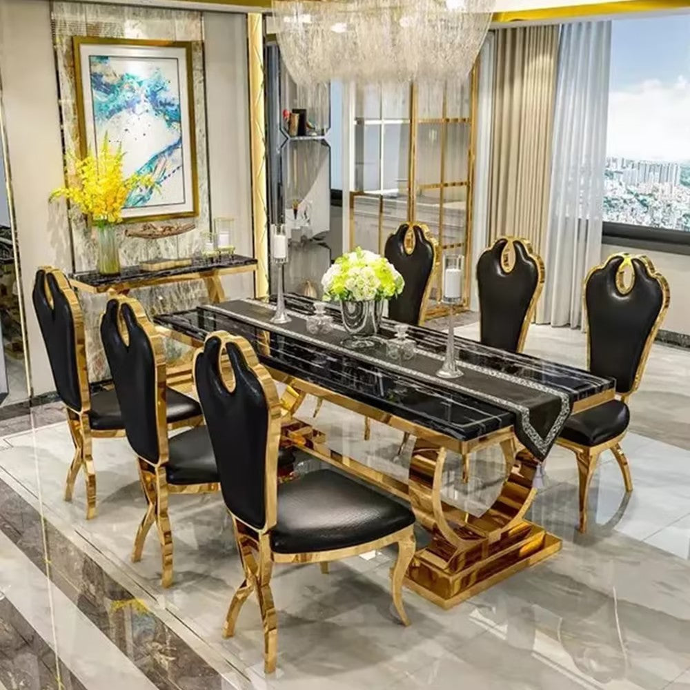 Black marble dining tableh