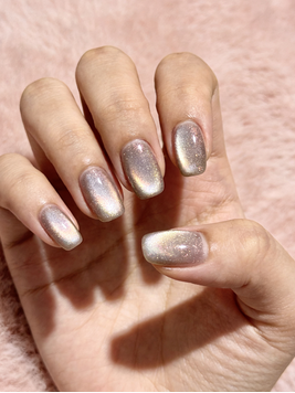 Crystal Cat Eye Press On Nails | Shiny Glitter Magnetic Fake Nails