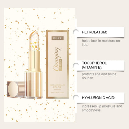 ✨ Color Changing Lipstick | Gold Crystal Moisturizing Lip Gloss