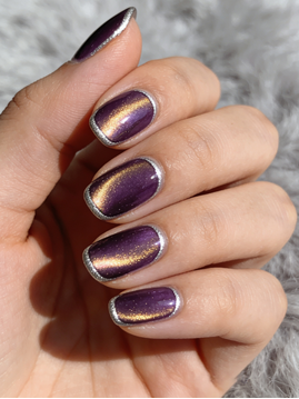 Crystal Cat Eye Press On Nails | Shiny Glitter Magnetic Fake Nails