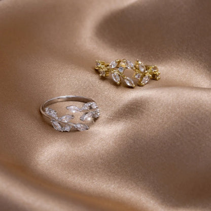 Silver Crystal Vine Ring