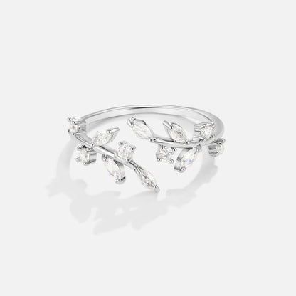 Silver Crystal Vine Ring
